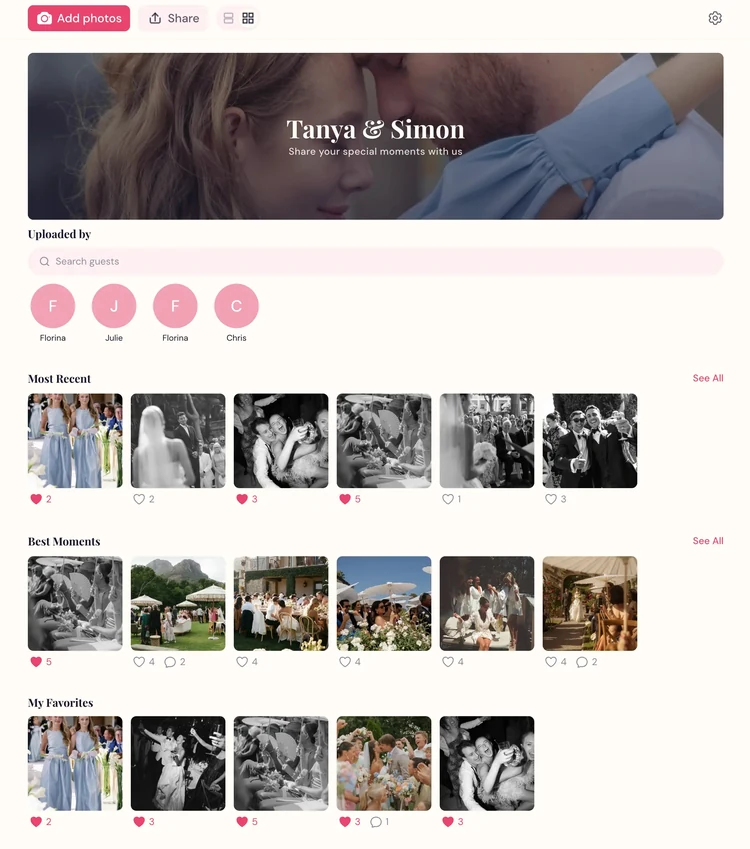 A Posy wedding gallery with guest photos